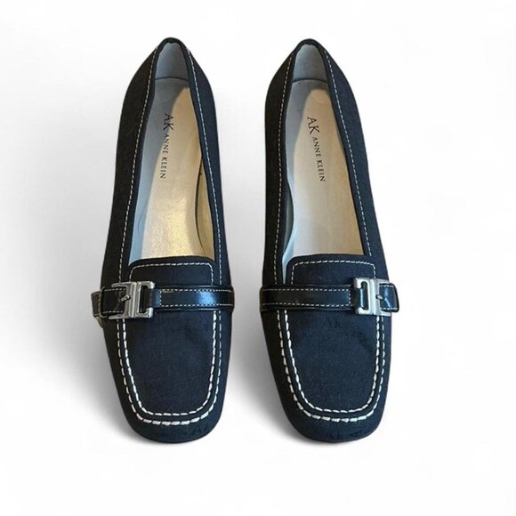 Anne Klein Shoes - Anne Klein AK Black Buckle Loafers Size 8.5 Classic Work Flats NWOT